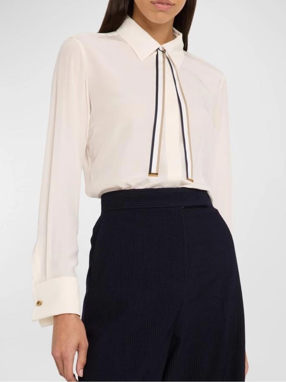 MAXMARA MaxMara Sold-Out Apollo Silk Shirt with Neck Tie & Cuff Links 4 NEW $788